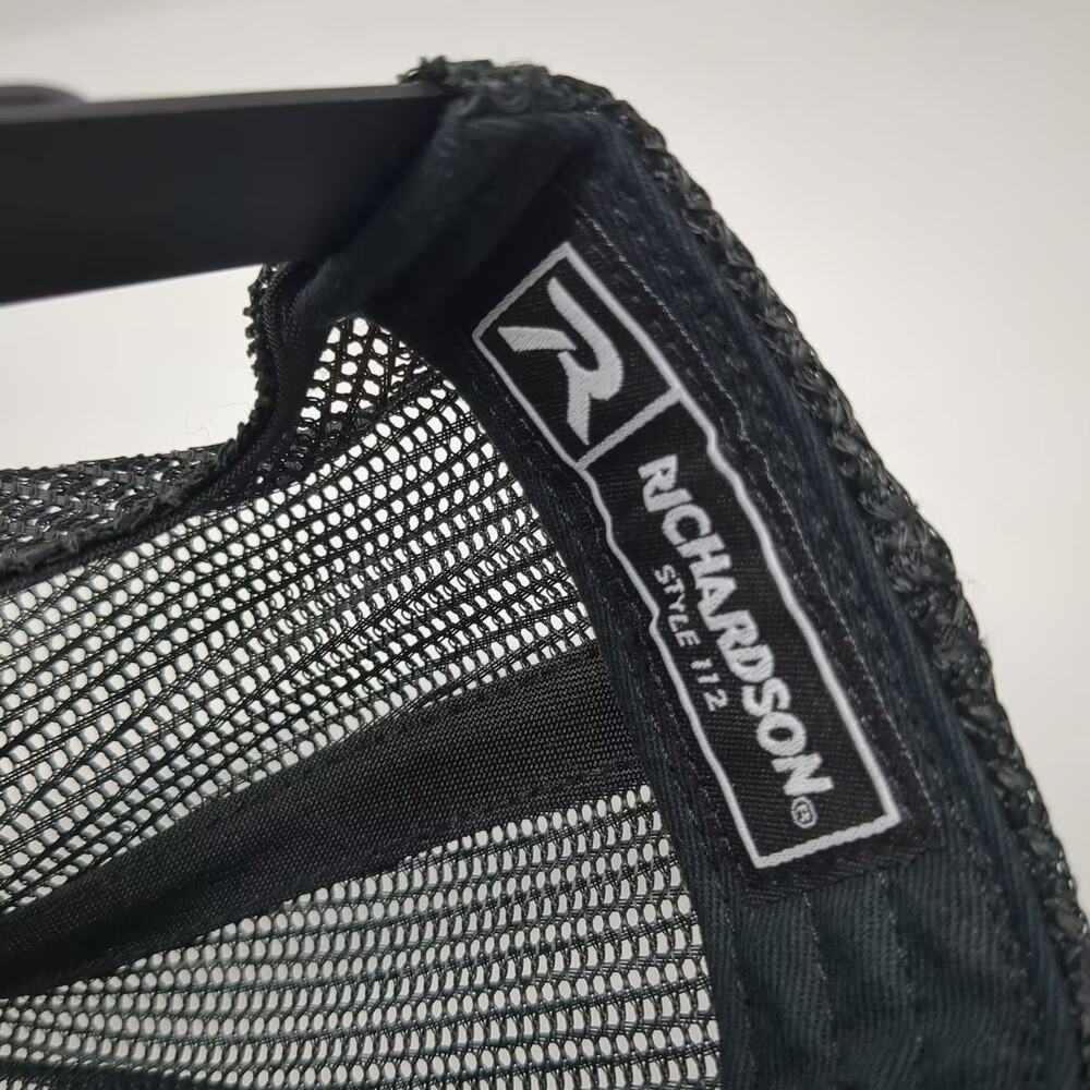 Richardson Trucker Hat Black White Snapback OS Embroidered Mesh 112 Adjustable - Picture 9 of 10